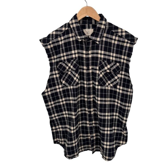FOG Fear of God Flannel Shirt Collection Two Mens Large Black White Plaid Cotton - Picture 1 of 9